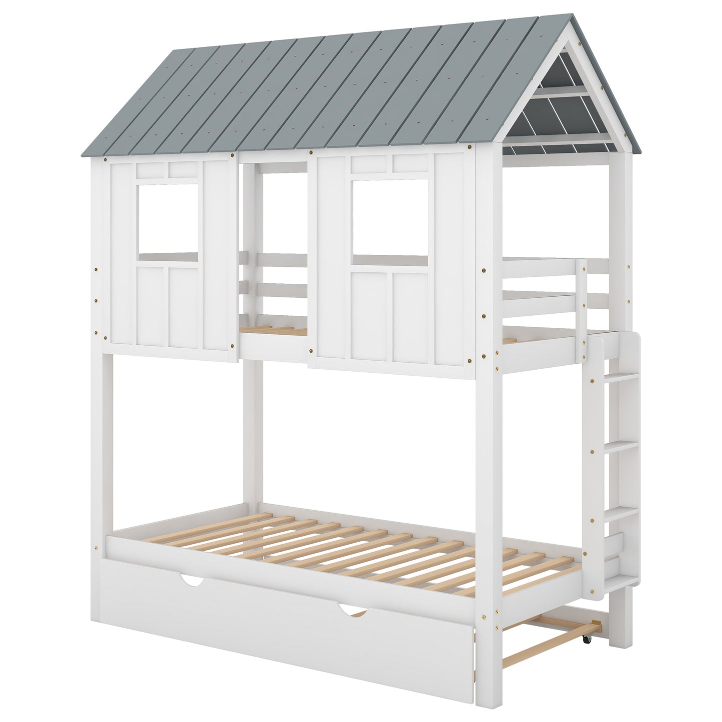 Tree House Bunk Bed with Trundle Pull Out Guest Bed