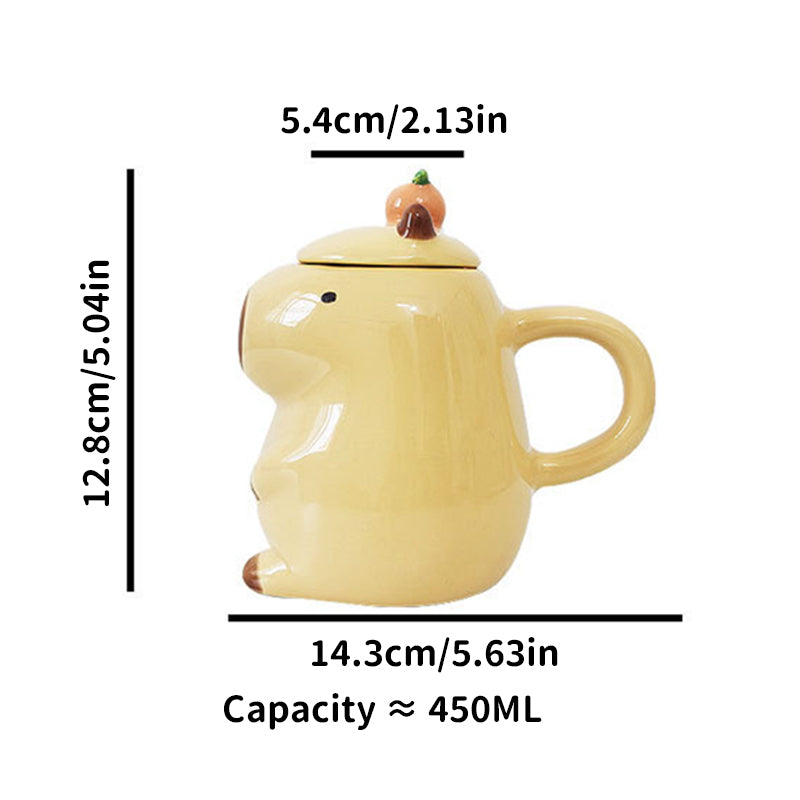 Capybara Mugs With Lids, Brown & Yellow Options