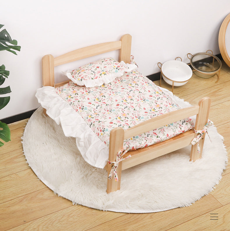 Wooden bed frame for pets