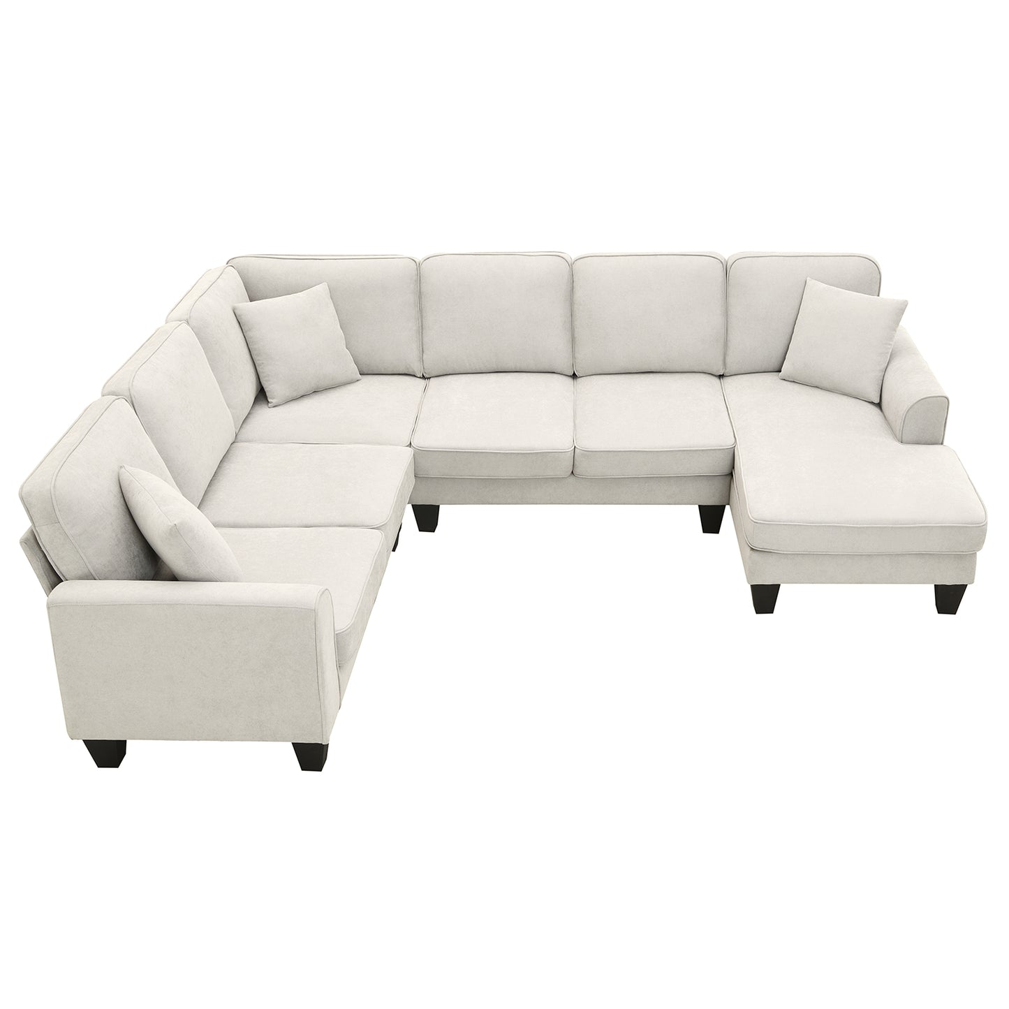 U Shape Fabric Sectional Sofa With 7 Seats