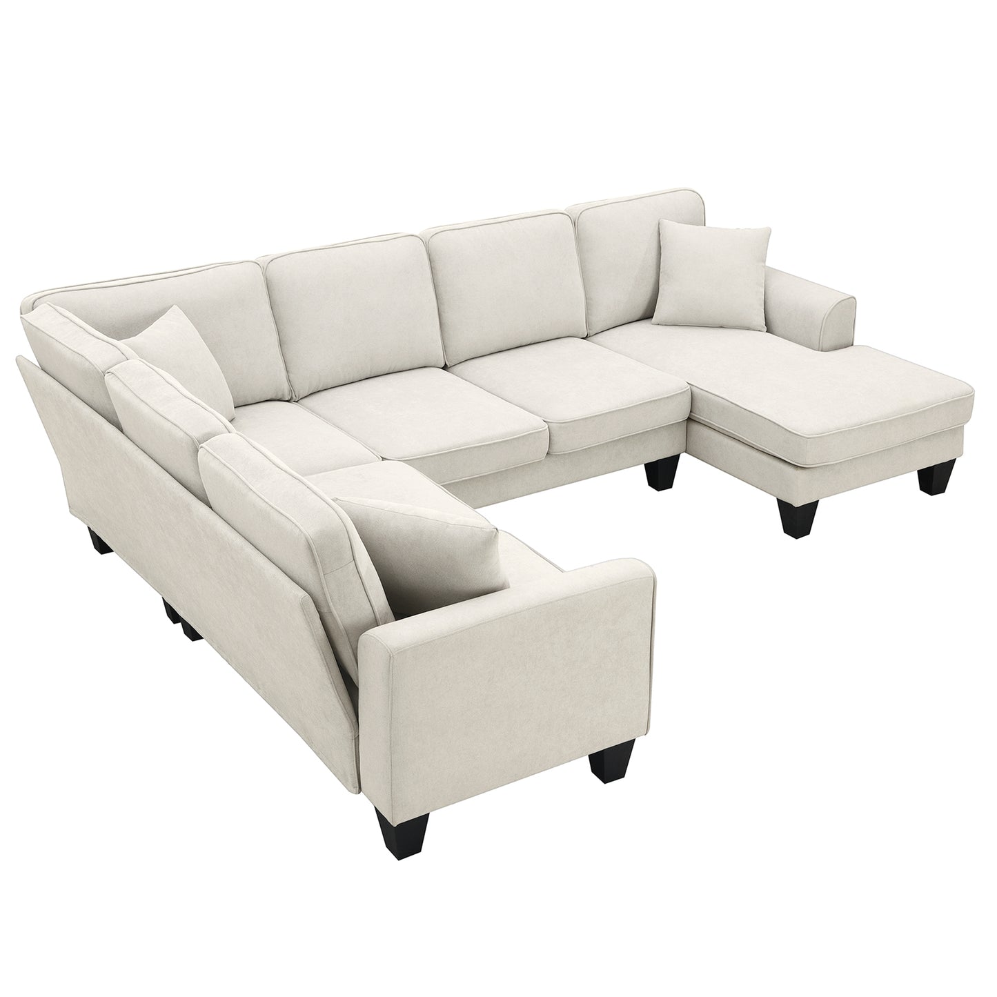 U Shape Fabric Sectional Sofa With 7 Seats