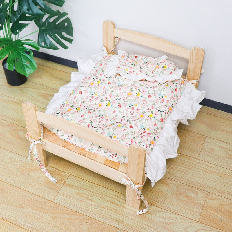 Wooden bed frame for pets