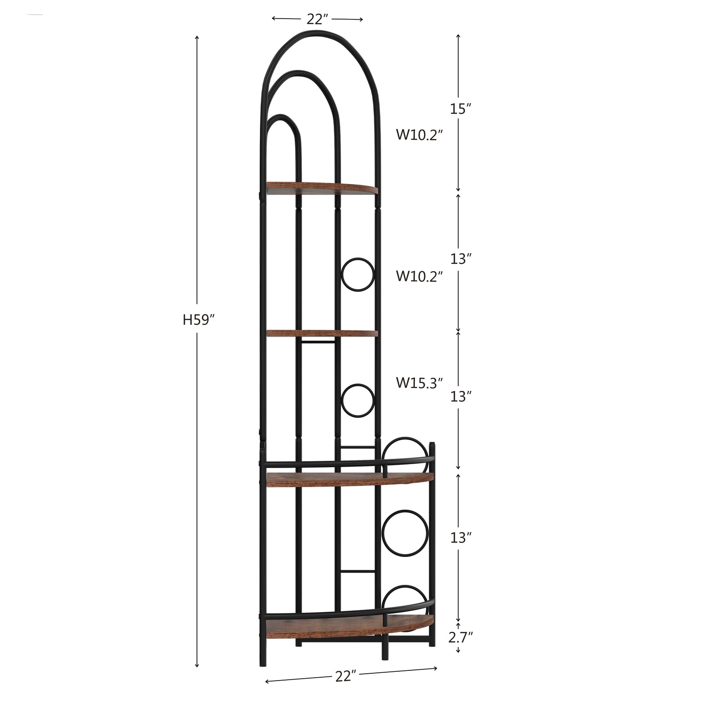 4-Tier Corner Bookshelf/Plant Stand with Metal Frame