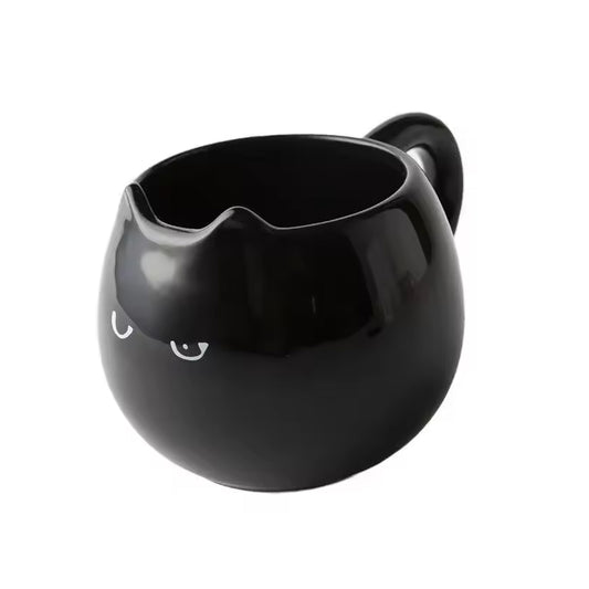 Adorable hand painted cat shaped ceramic mug