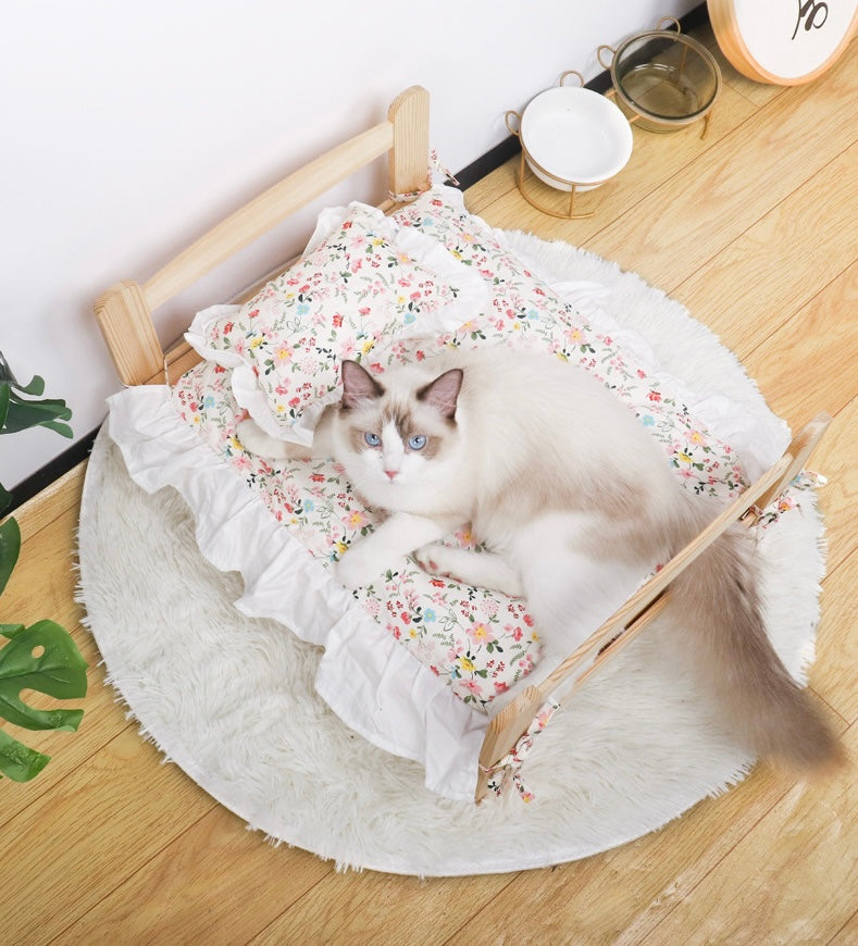 Wooden bed frame for pets