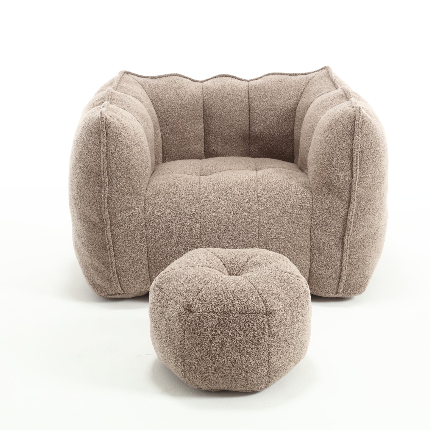 “Coffee” Chenille Fabric Bean Bag Chair With Foot Stool