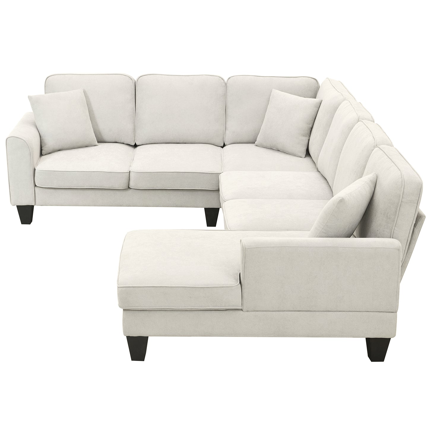 U Shape Fabric Sectional Sofa With 7 Seats