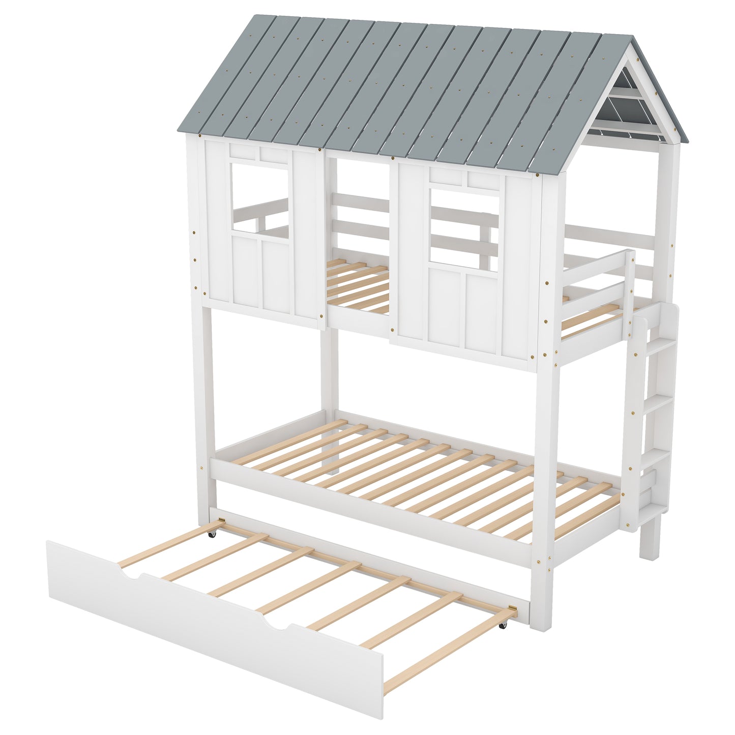 Tree House Bunk Bed with Trundle Pull Out Guest Bed