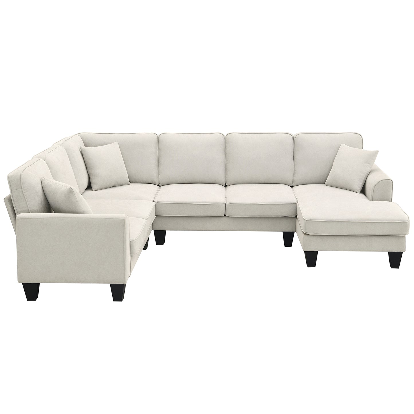 U Shape Fabric Sectional Sofa With 7 Seats