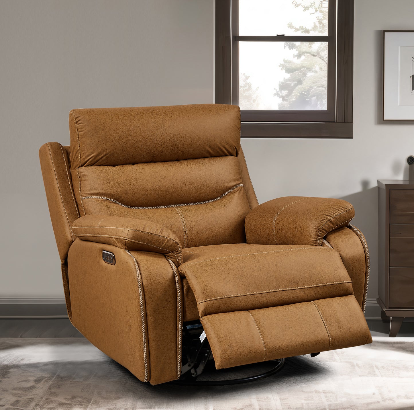 Liyasi Dual OKIN Motor Rocking and 240 Degree Swivel Single Sofa Seat Recliner Chair