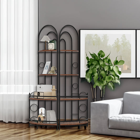 4-Tier Corner Bookshelf/Plant Stand with Metal Frame